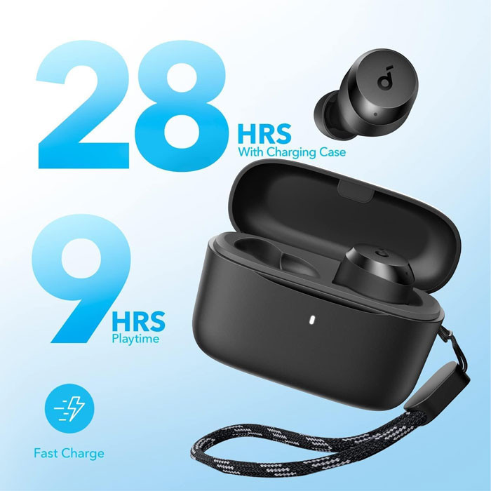 هدفون بلوتوثی انکر مدل Soundcore A25i بدون قابلیت نویز کنسلینگ، درگاه شارژ USB Type-C، دارای دو میکروفون داخلی با الگوریتم هوش مصنوعی، مقاوم در برابر پاشش آب
