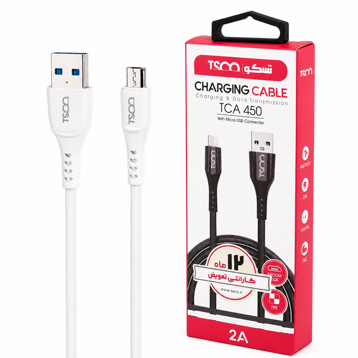 کابل 1 متر شارژر و دیتا TSCO TCA450 میکرو