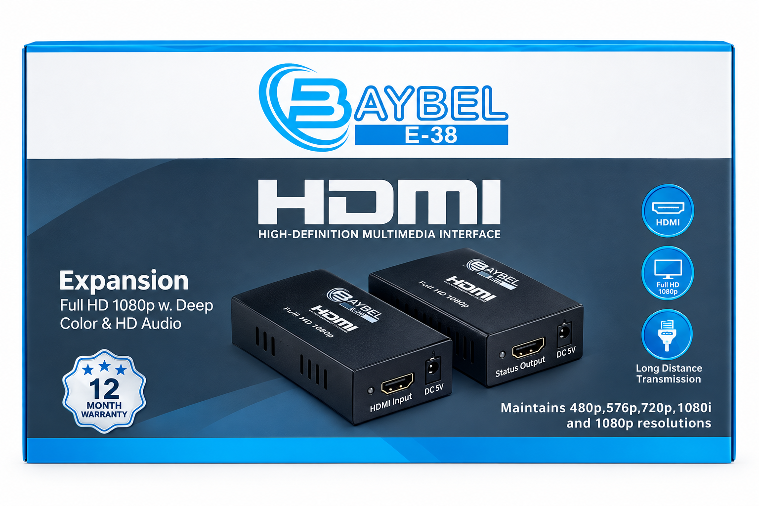 اکستندر HDMI مارک BAYBEL E-38 |‌ برد 60 متر | پشتیبانی 1080P